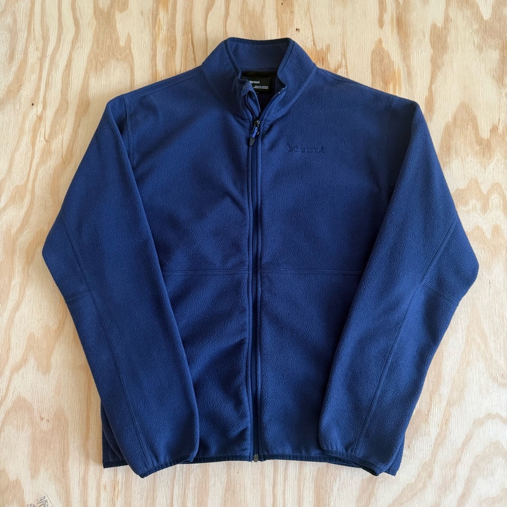 Marmot Fleece Jacket Blue Full Zip Outdoor Lightweight Mens Large